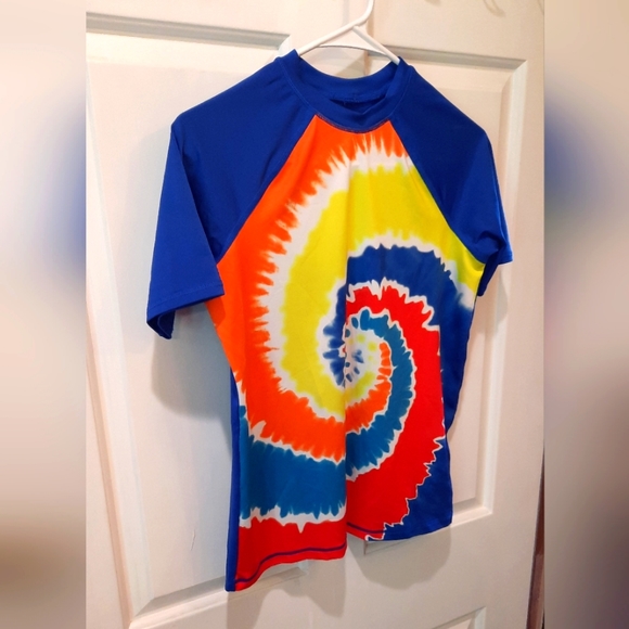 Lands End Boys Royal Blue and Tie Dye  Rashguard size L 10H-12H - Picture 4 of 8